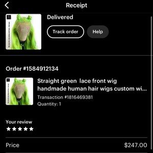 Straight Green Lace Front Wig (Handmade Human Hair)